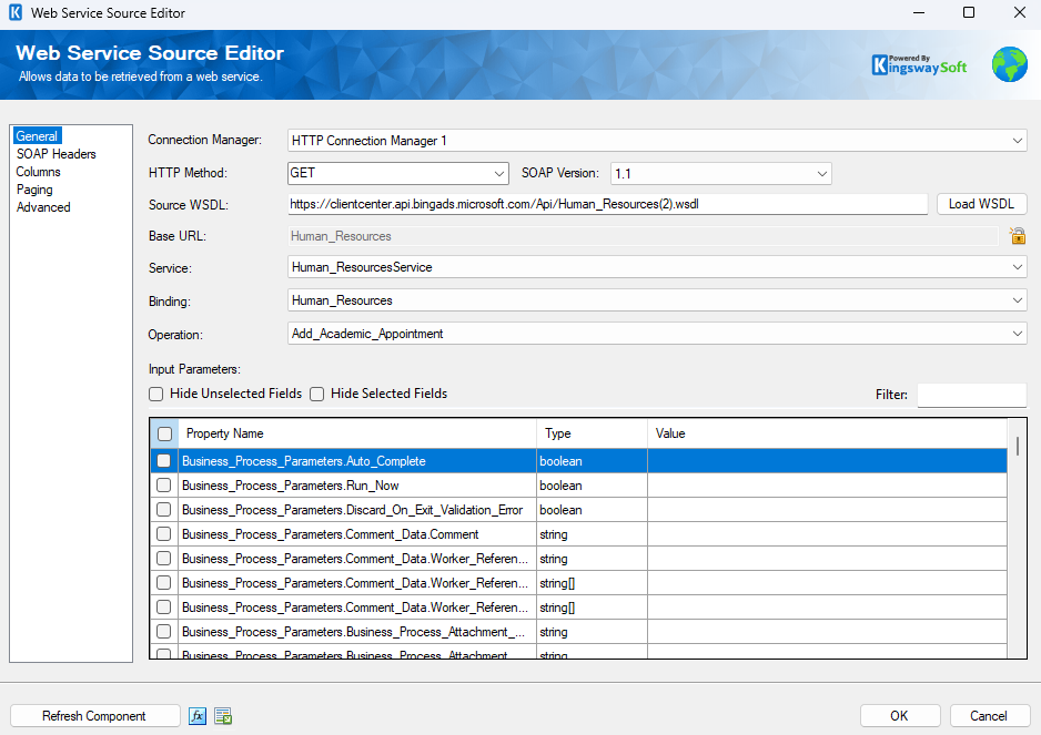 SSIS Web Service Source Component